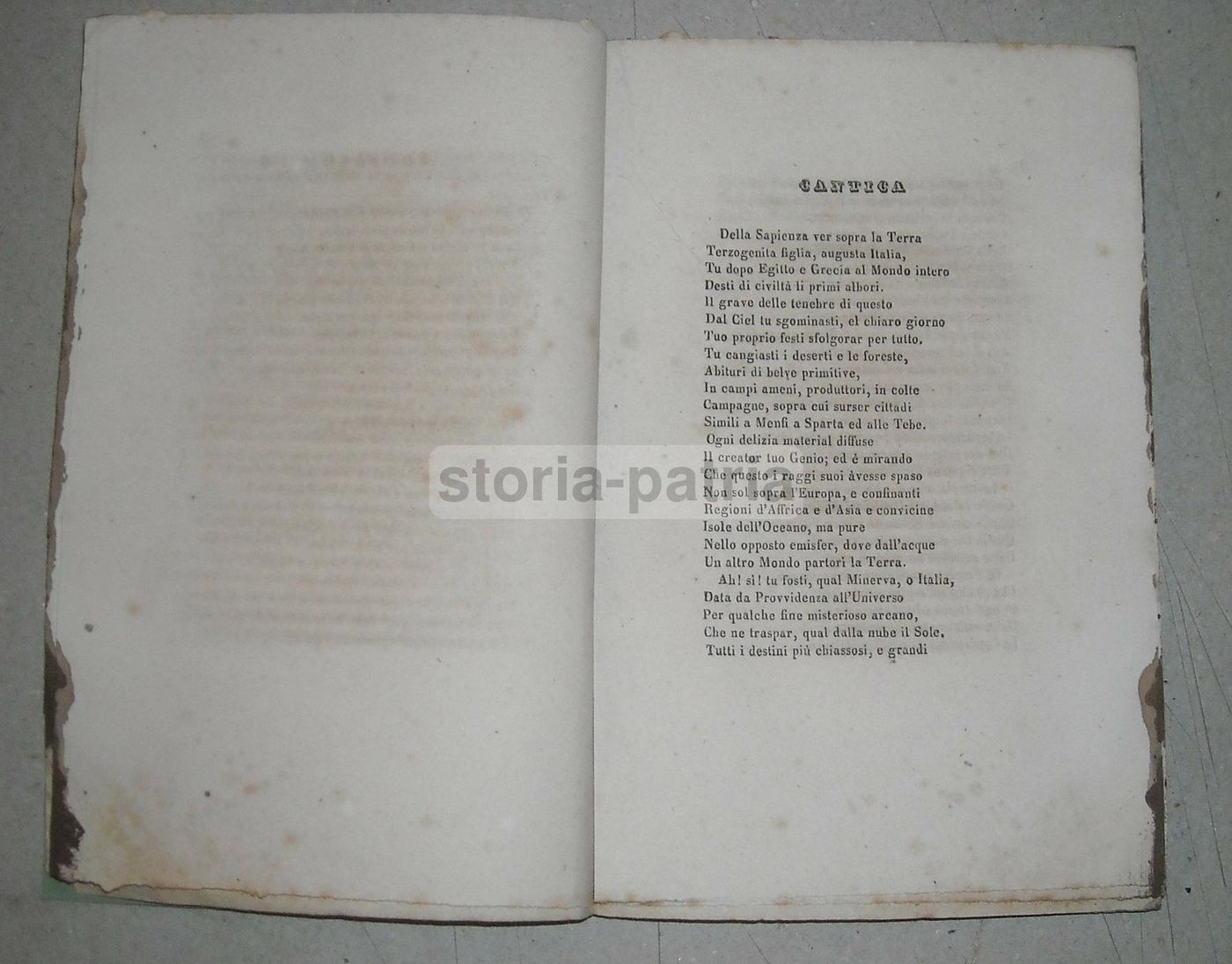 Cantica Sulle Grandezze d'Italia Salvatore Fenicia 1864 Napoli