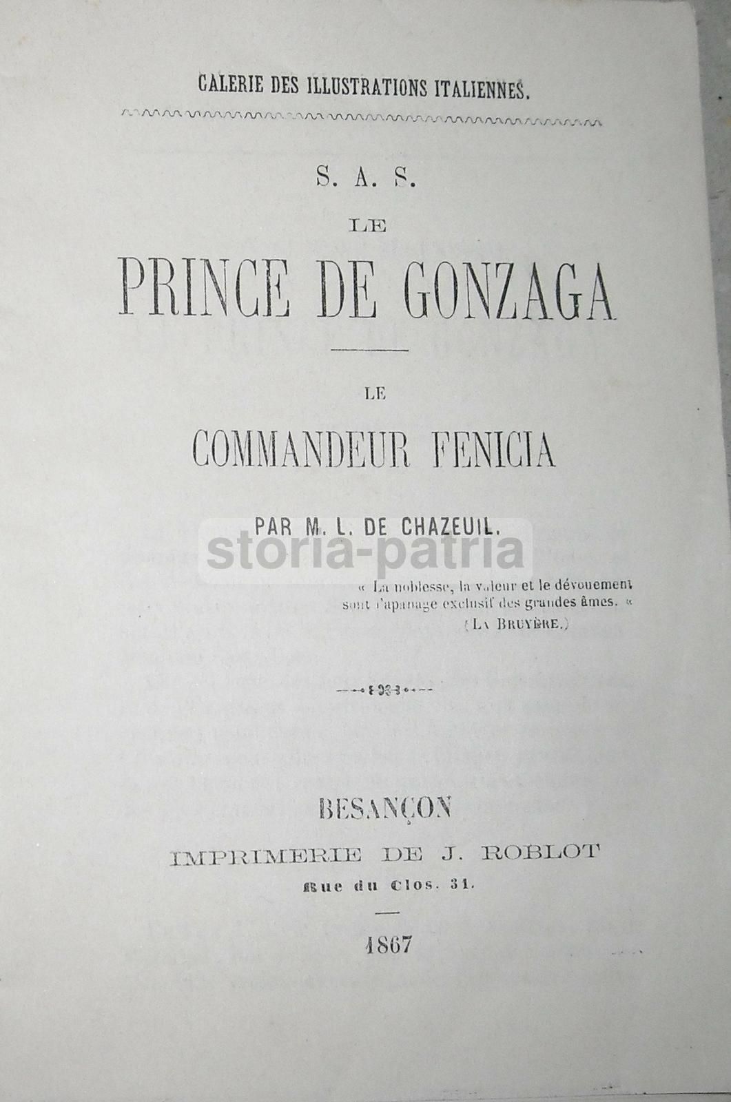 Principe Gonzaga E Salvatore Fenicia: Biografie E Genealogie (1867)