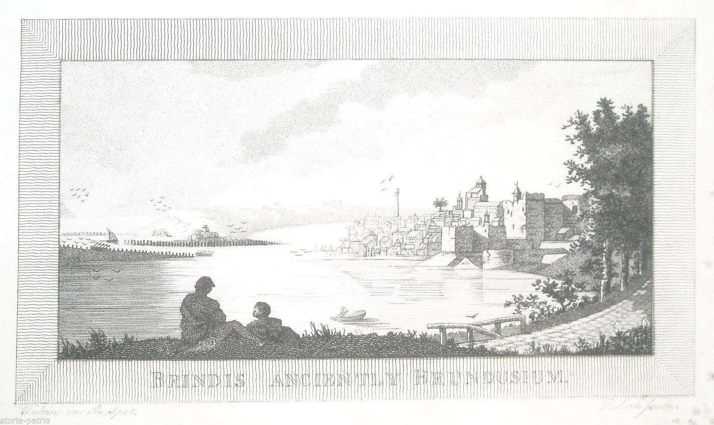 Brindisi Antica Incisione All'Acquaforte 1791 Porto Veduta Puglia