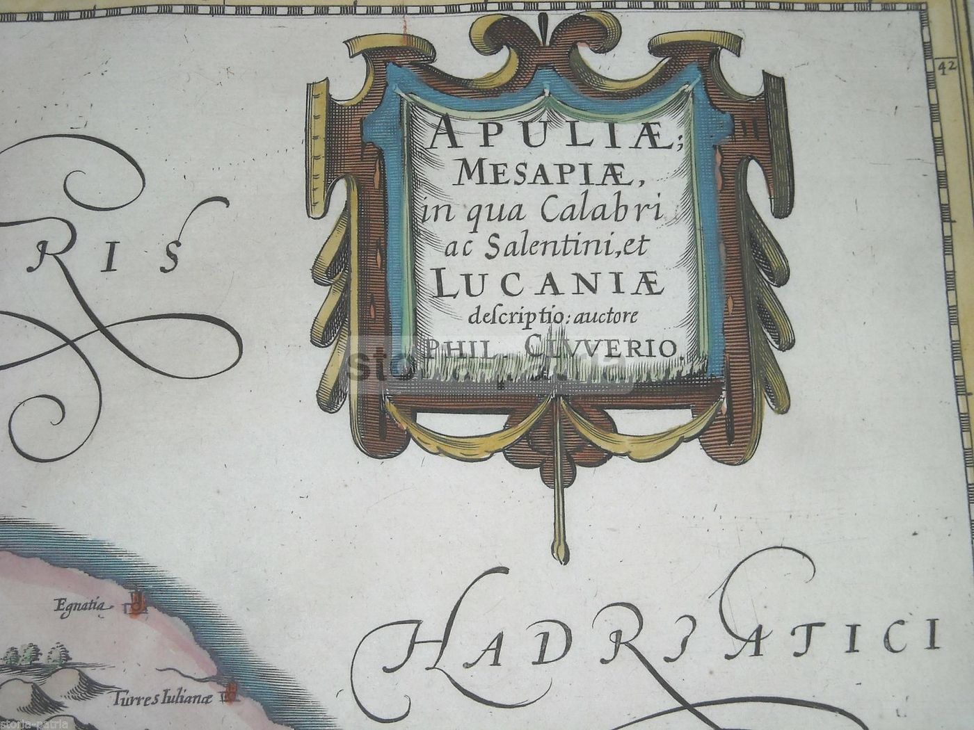 Mappa Antica Puglia, Salento E Lucania, Filippo Cluverio, 1624, Acquaforte