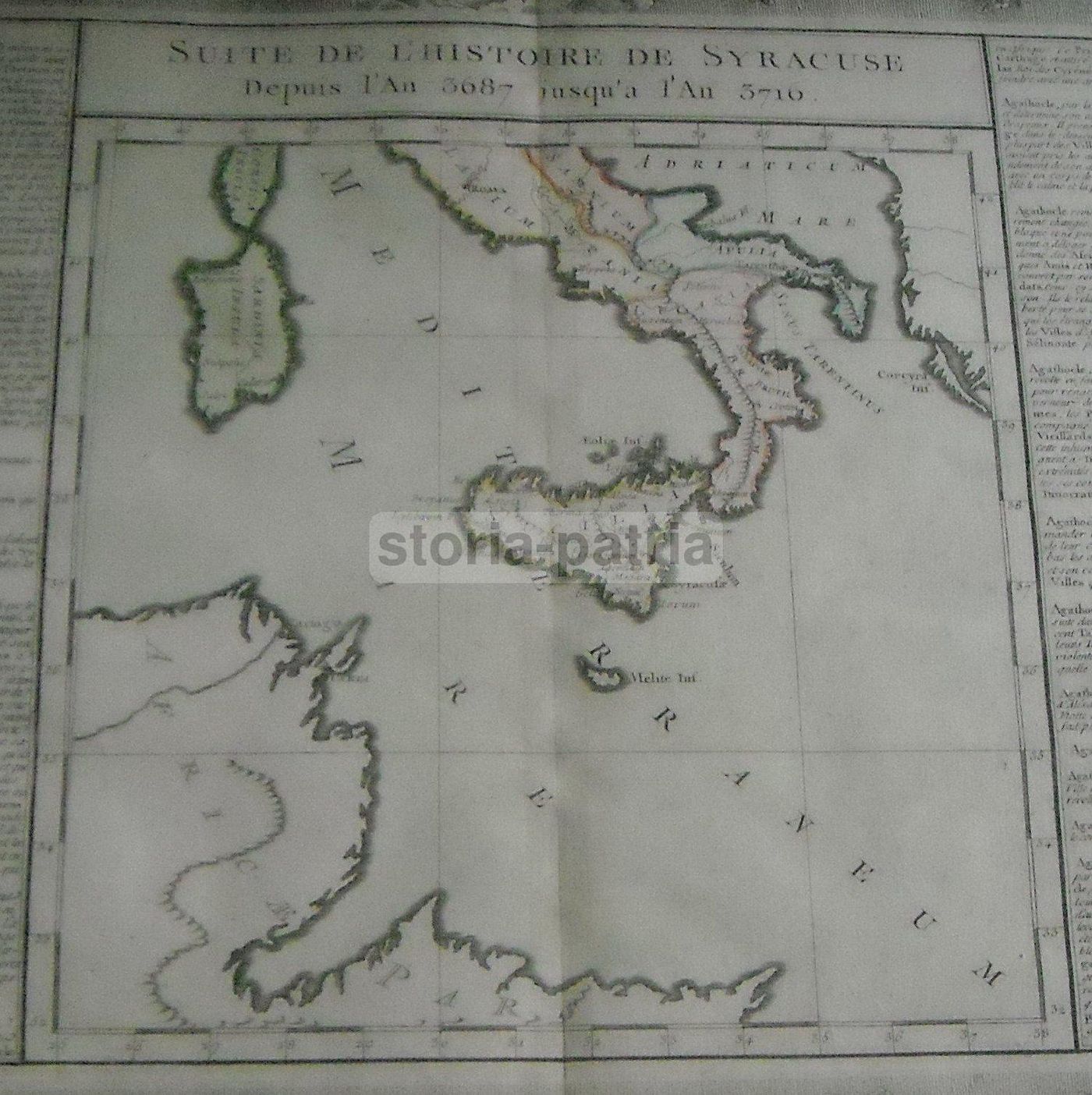Mappa Antica Dell'Italia Meridionale, Sicilia, Sardegna E Malta, 1700 Circa