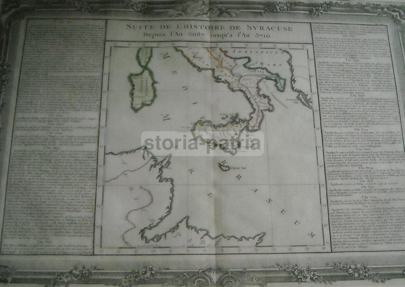 Mappa Antica Dell'Italia Meridionale, Sicilia, Sardegna E Malta, 1700 Circa