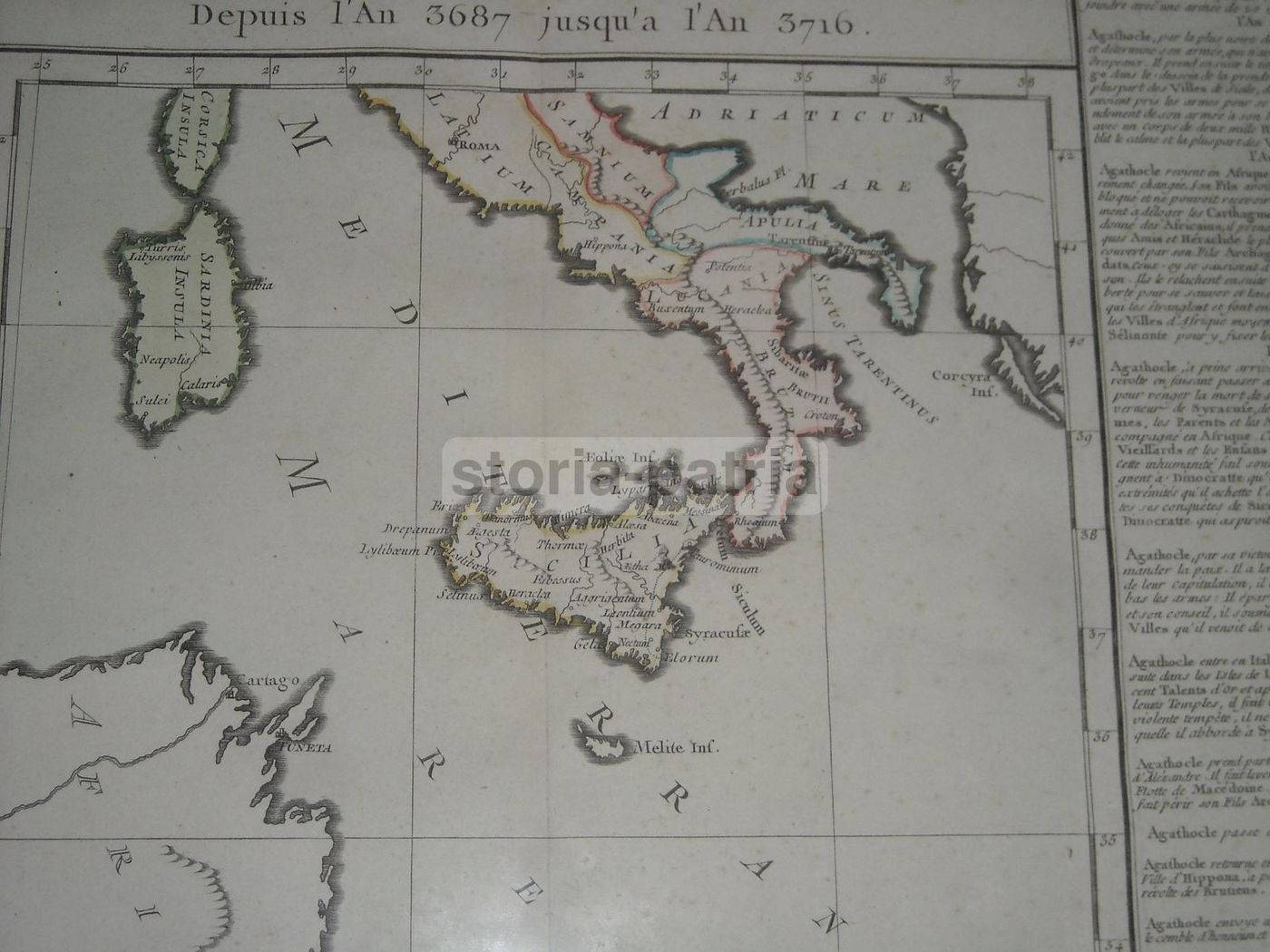 Mappa Antica Dell'Italia Meridionale, Sicilia, Sardegna E Malta, 1700 Circa