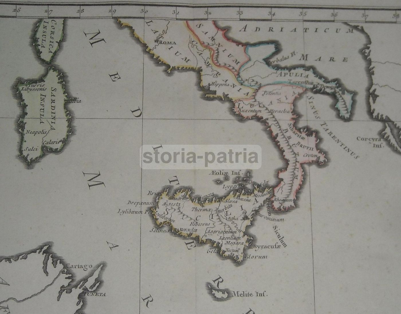 Mappa Antica Dell'Italia Meridionale, Sicilia, Sardegna E Malta, 1700 Circa