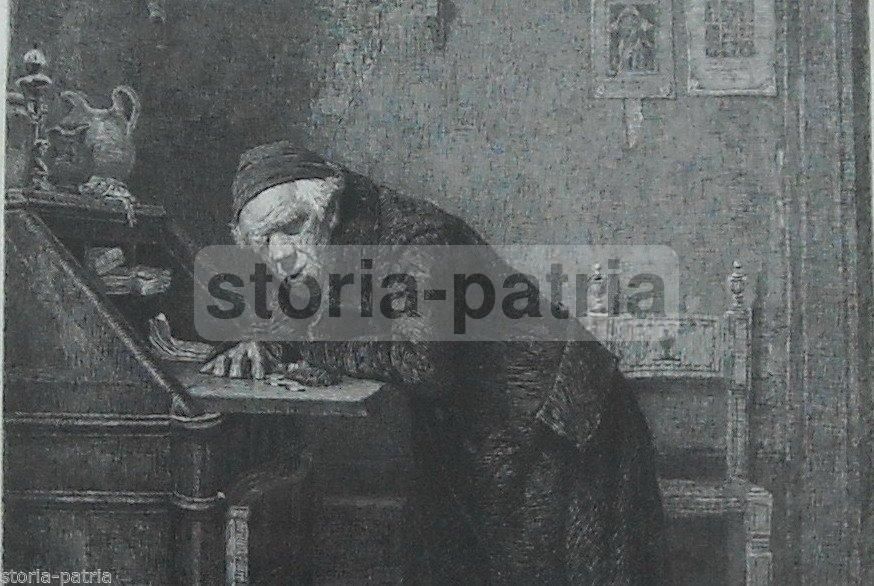 Incisione Originale Antonio Piccinni L'Avaro 1878 Trani Puglia