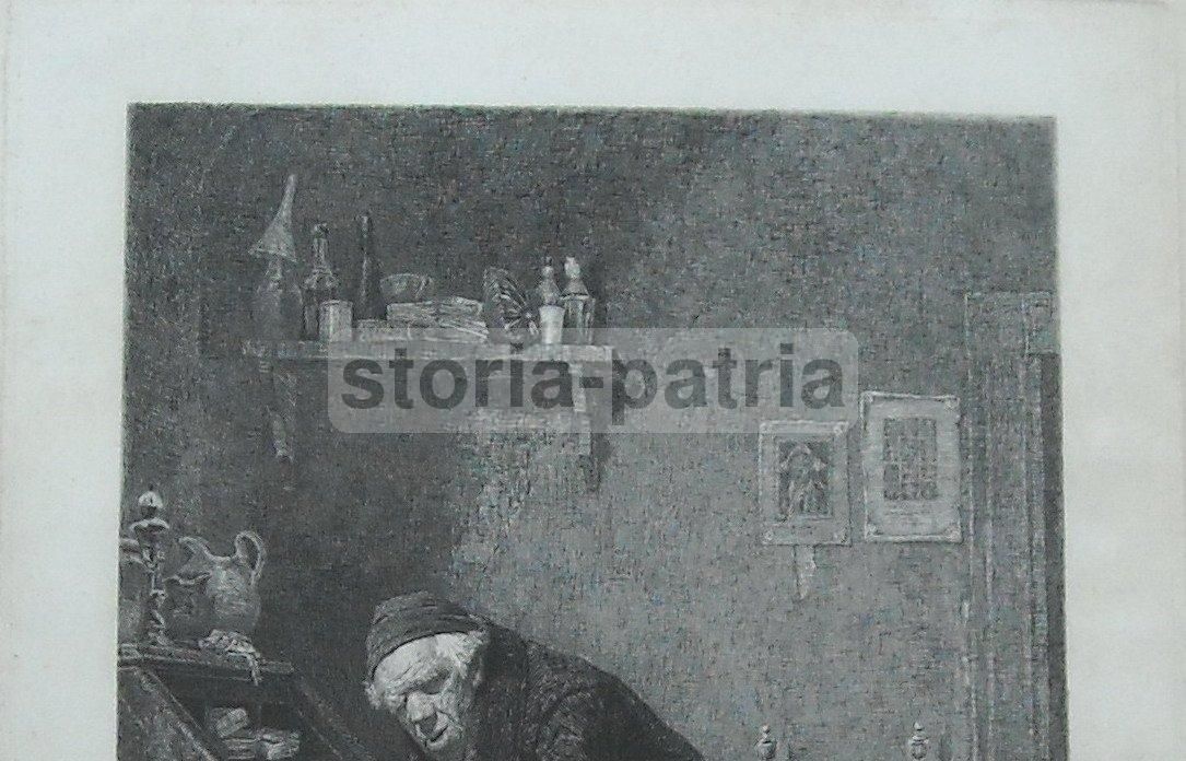 Incisione Originale Antonio Piccinni L'Avaro 1878 Trani Puglia