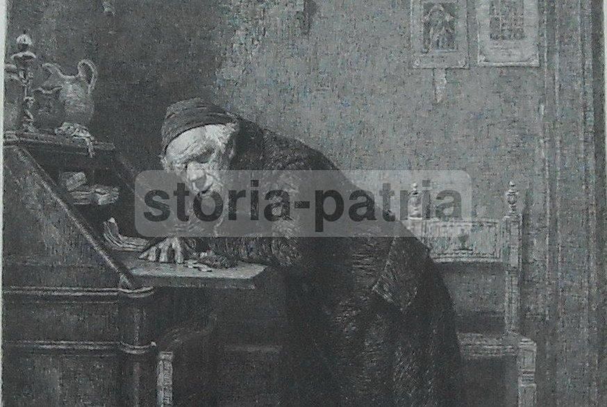 Incisione Originale Antonio Piccinni L'Avaro 1878 Trani Puglia