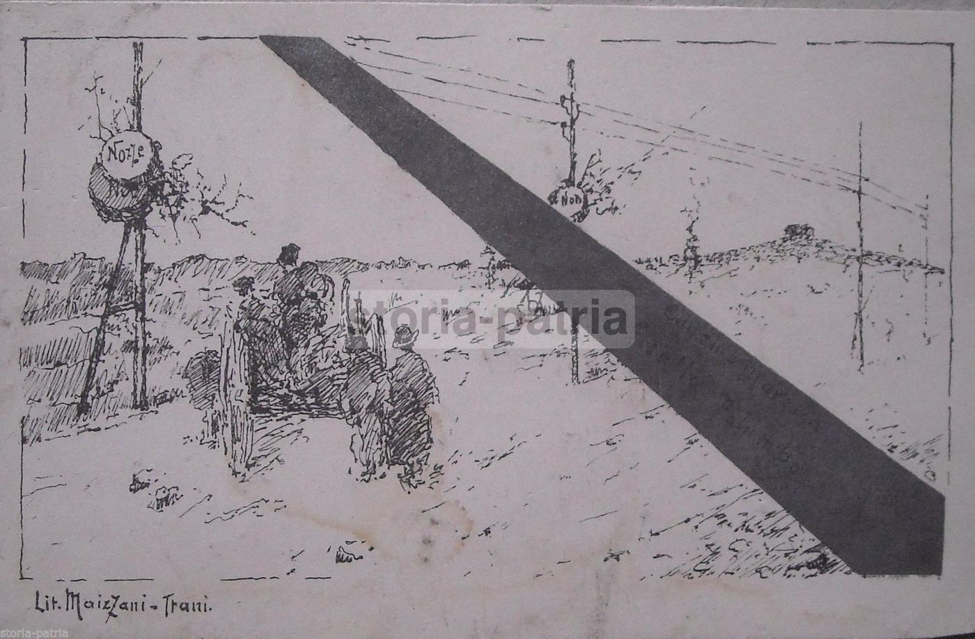 Cartoncino d'Invito Per Nozze Con Litografia Di Moizzani, Trani, Primi '900