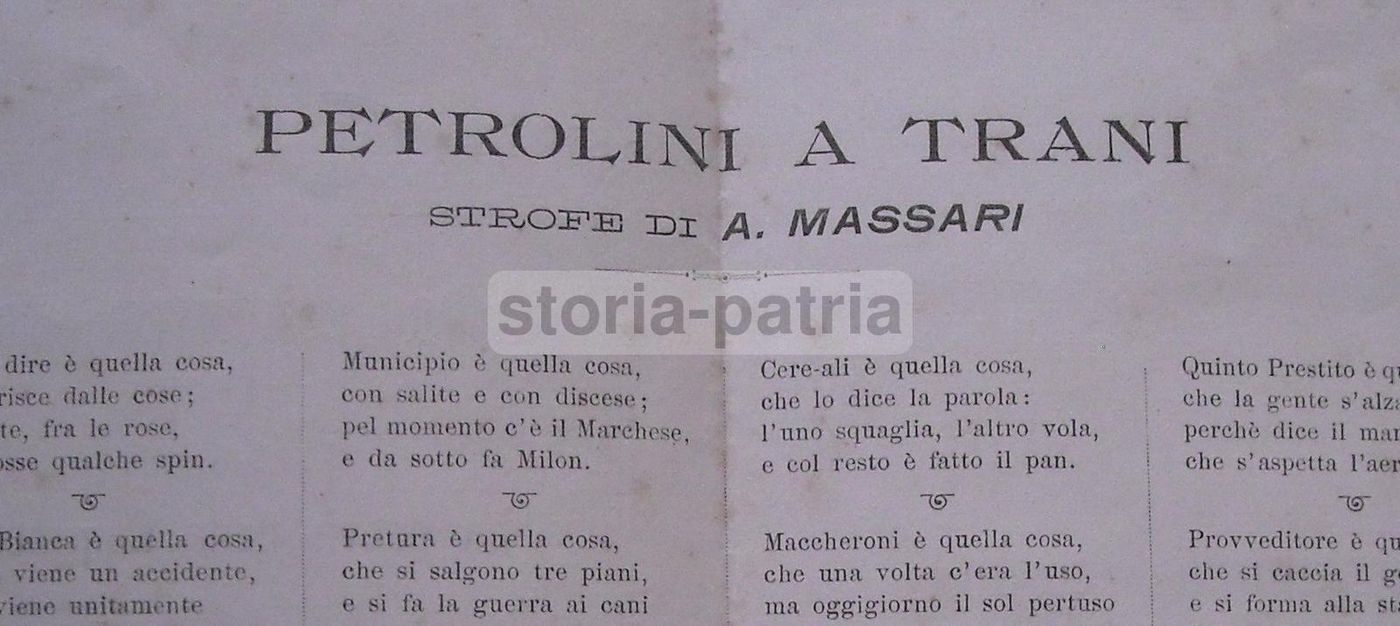Locandina Teatro Comunale Trani 1918 Zambaldi Fraccaroli Petrolini