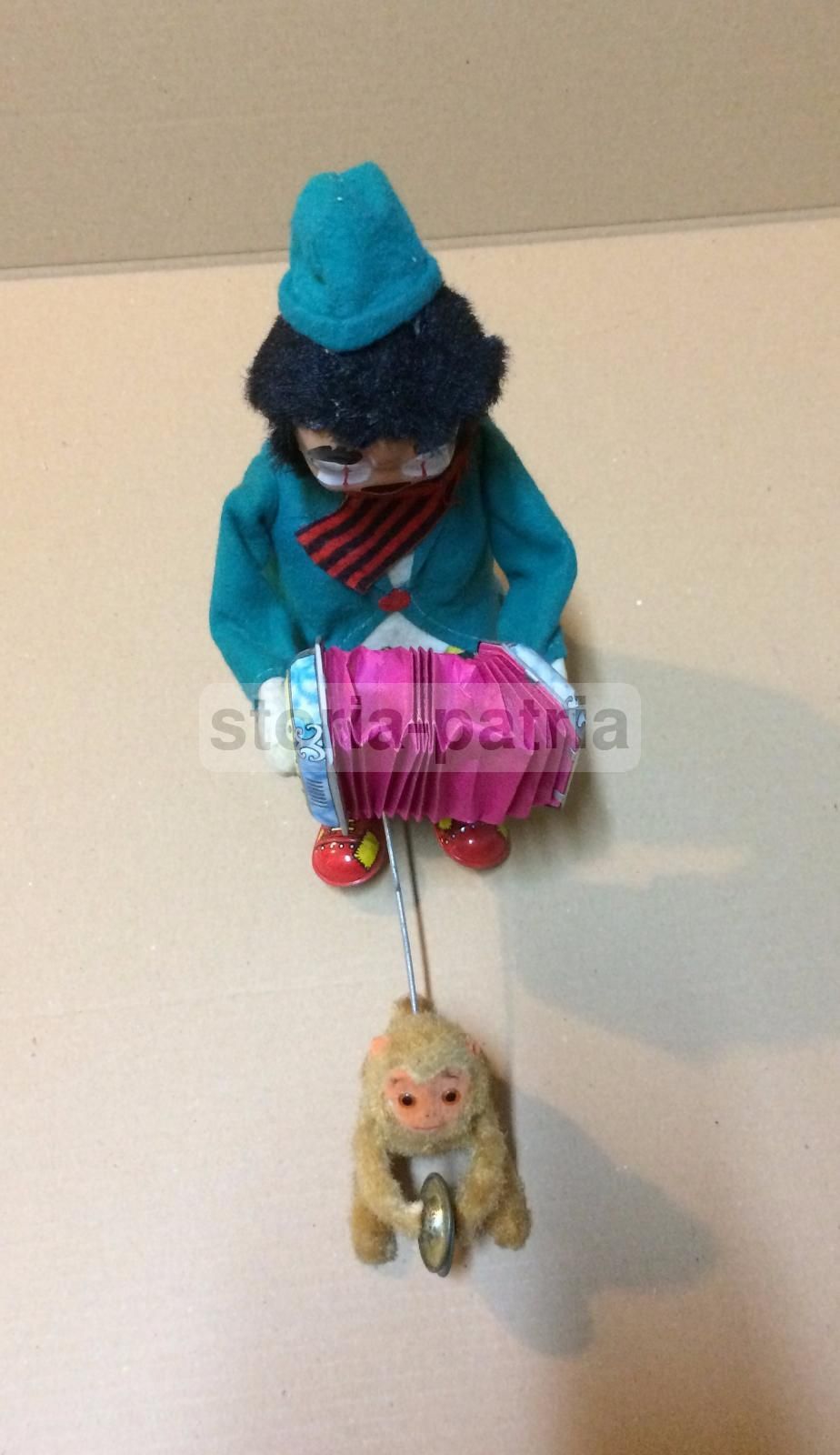 Giocattolo Alps Clown Pagliaccio Con Scimmia Musicante Vintage