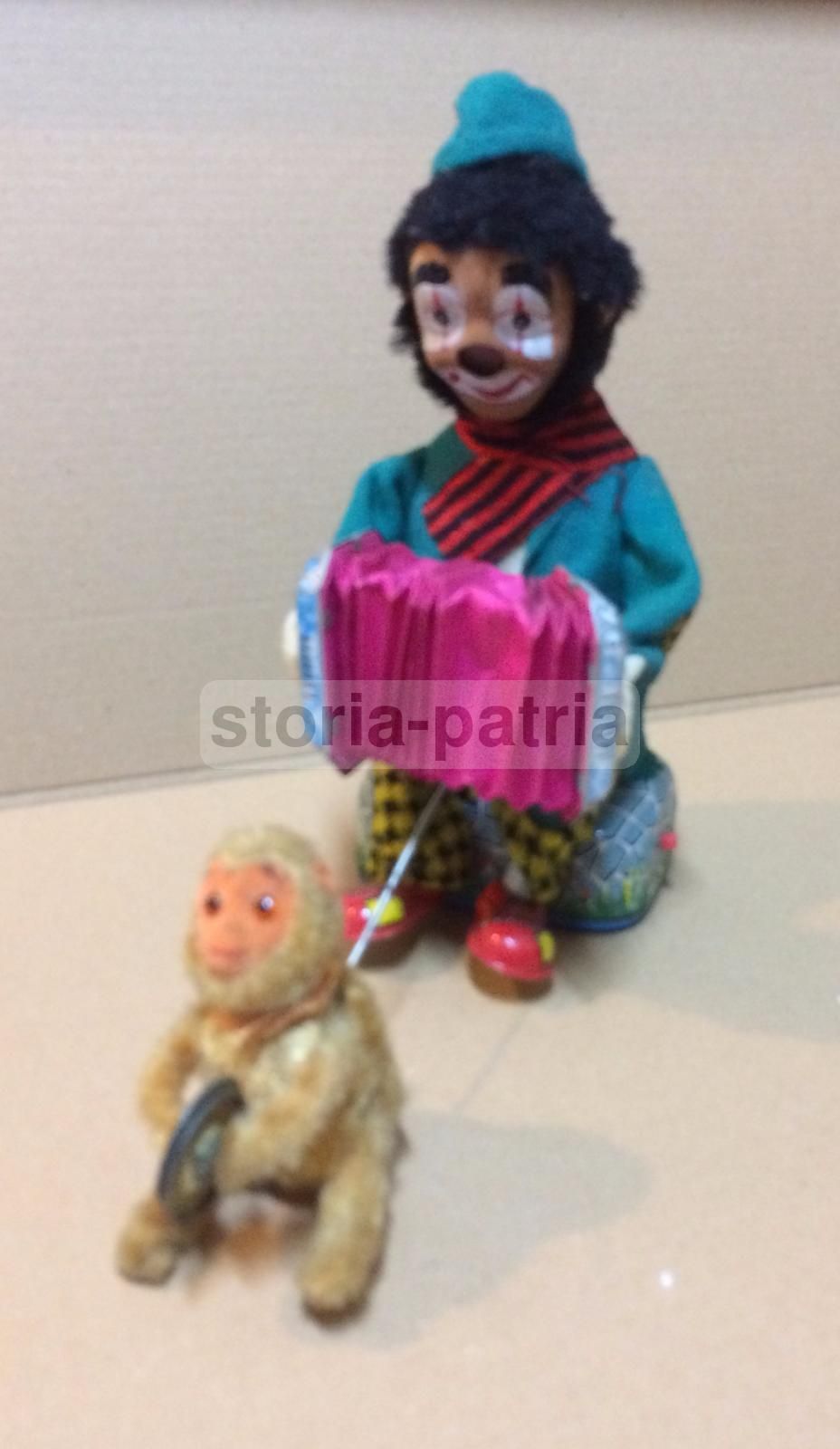 Giocattolo Alps Clown Pagliaccio Con Scimmia Musicante Vintage