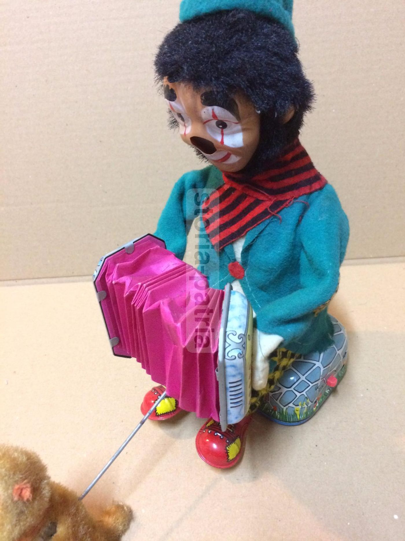 Giocattolo Alps Clown Pagliaccio Con Scimmia Musicante Vintage