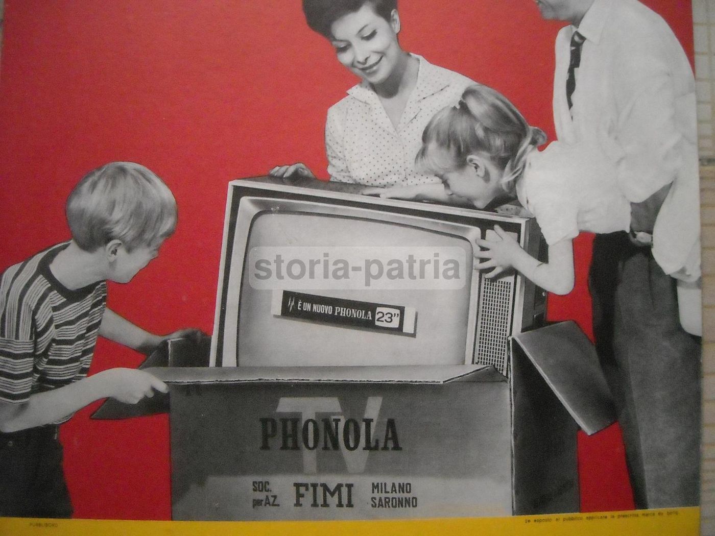 Locandina Pubblicitaria Phonola Televisore Galatina Anni '50 '60