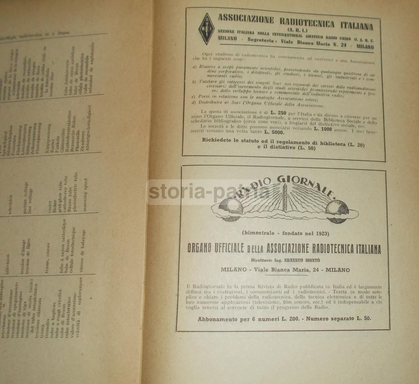 Radiotecnica. Vol. II: Tubi Elettronici. Ernesto Montù. Hoepli, 1946