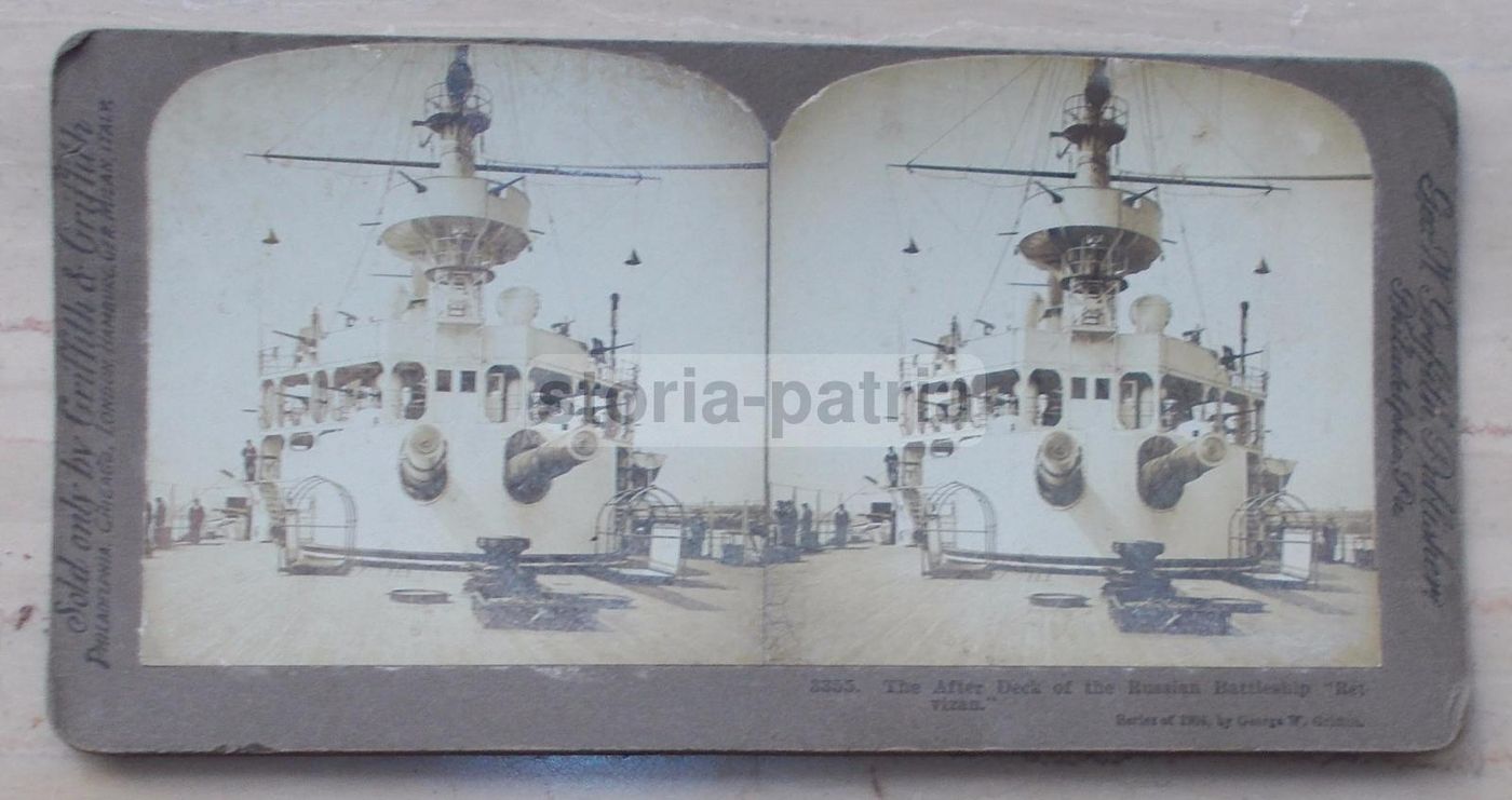 Fotografia Stereo Della Corazzata Russa Retvizan, Griffith & Griffith, 1904