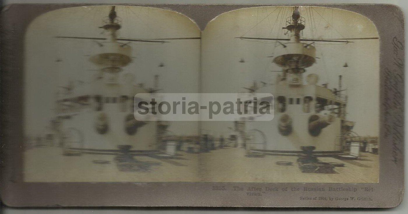 Fotografia Stereo Della Corazzata Russa Retvizan, Griffith & Griffith, 1904