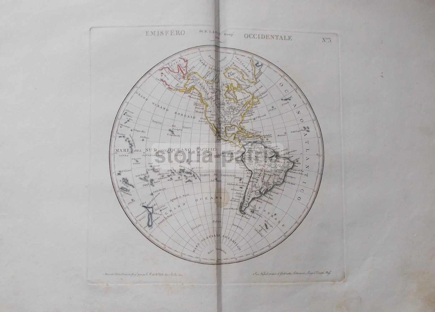 Mappamondo Antico 1817 Emisferi Orientale E Occidentale Lapie