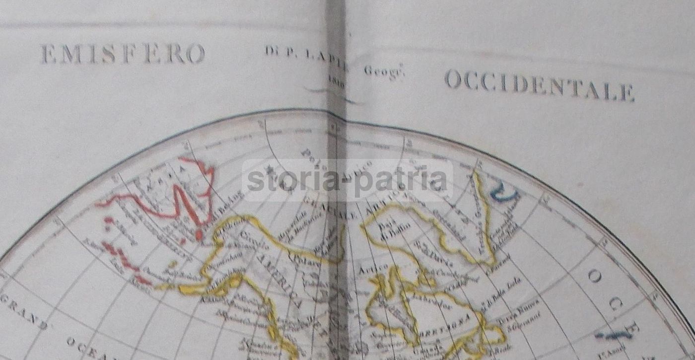 Mappamondo Antico 1817 Emisferi Orientale E Occidentale Lapie
