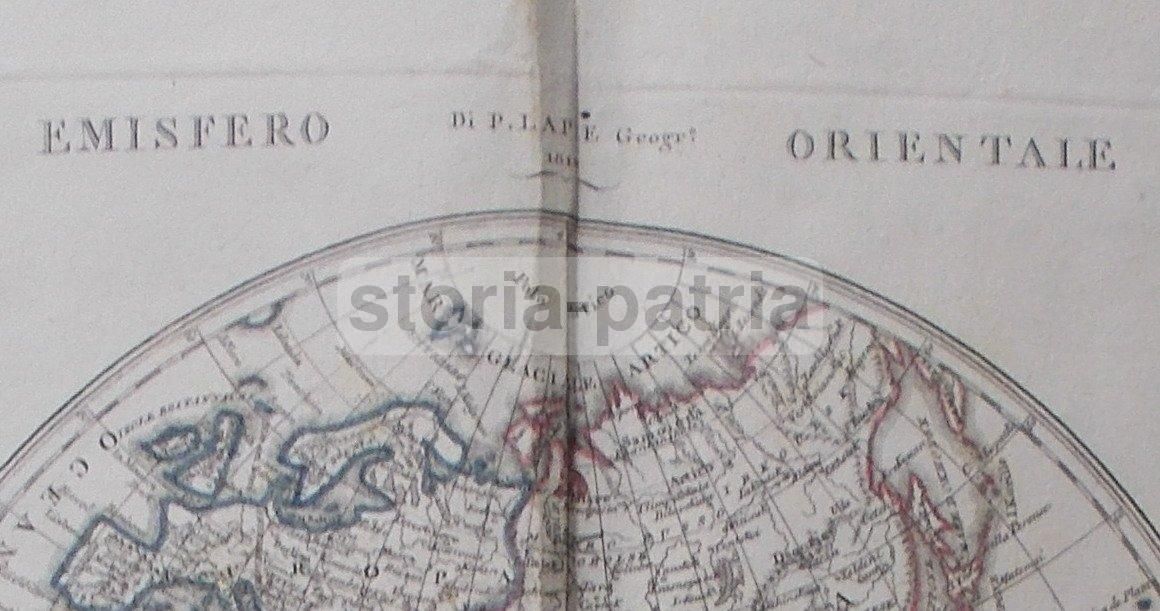 Mappamondo Antico 1817 Emisferi Orientale E Occidentale Lapie