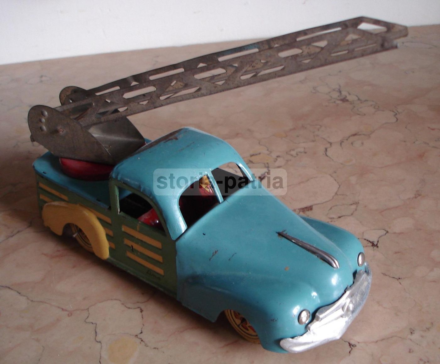 Autoscala Pompieri Lima, Giocattolo d'Epoca In Latta Vintage