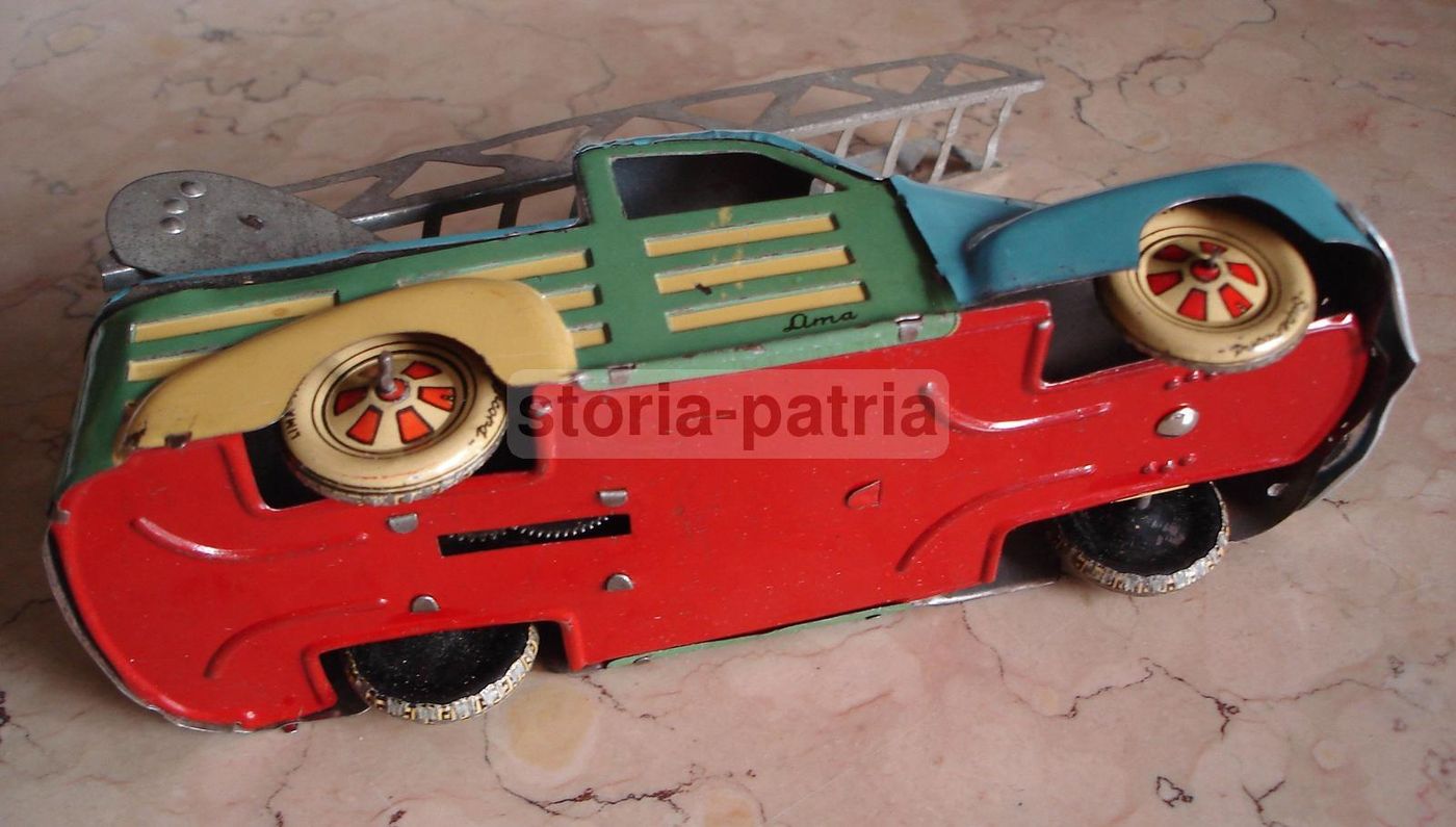 Autoscala Pompieri Lima, Giocattolo d'Epoca In Latta Vintage