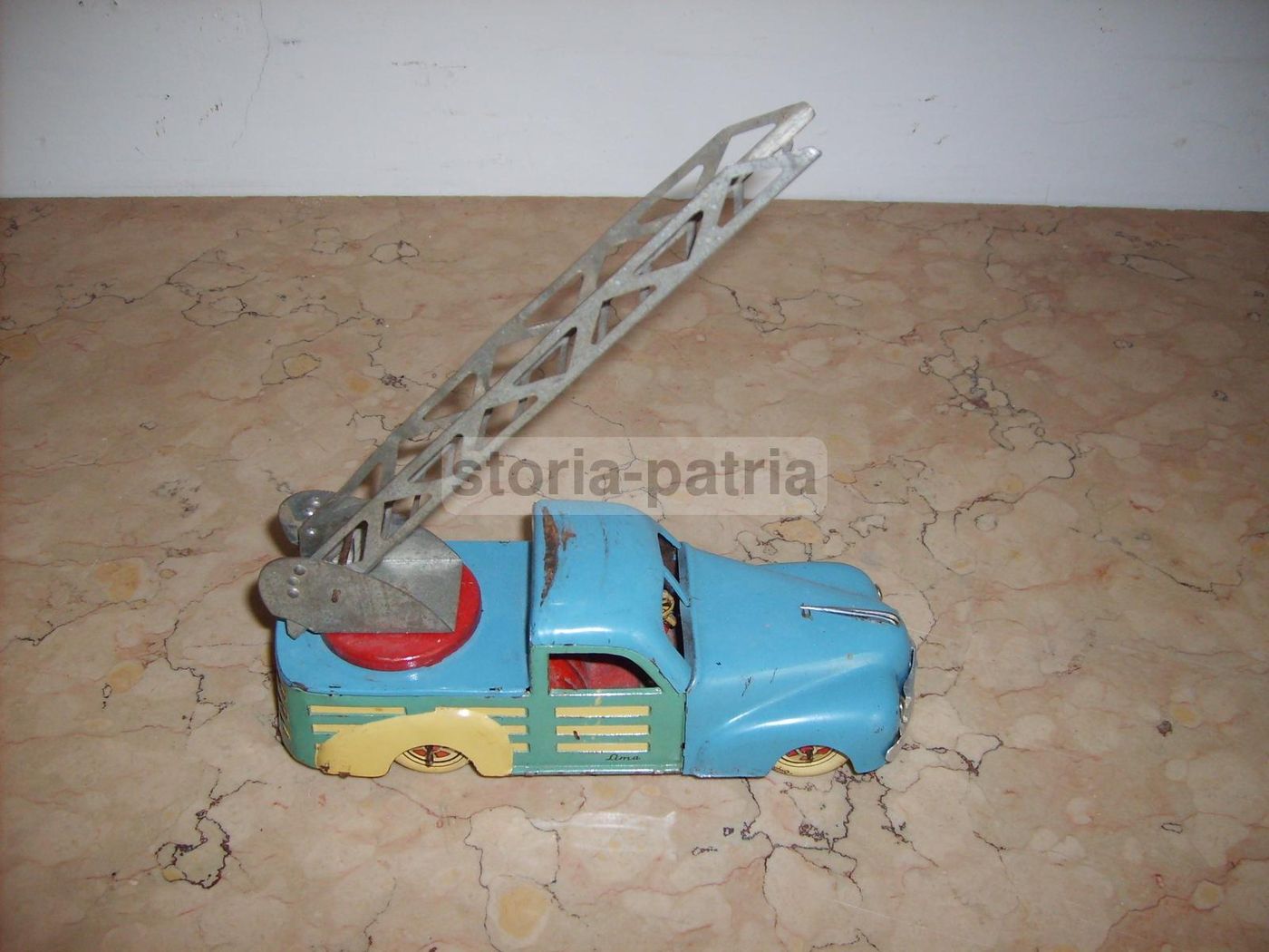Autoscala Pompieri Lima, Giocattolo d'Epoca In Latta Vintage