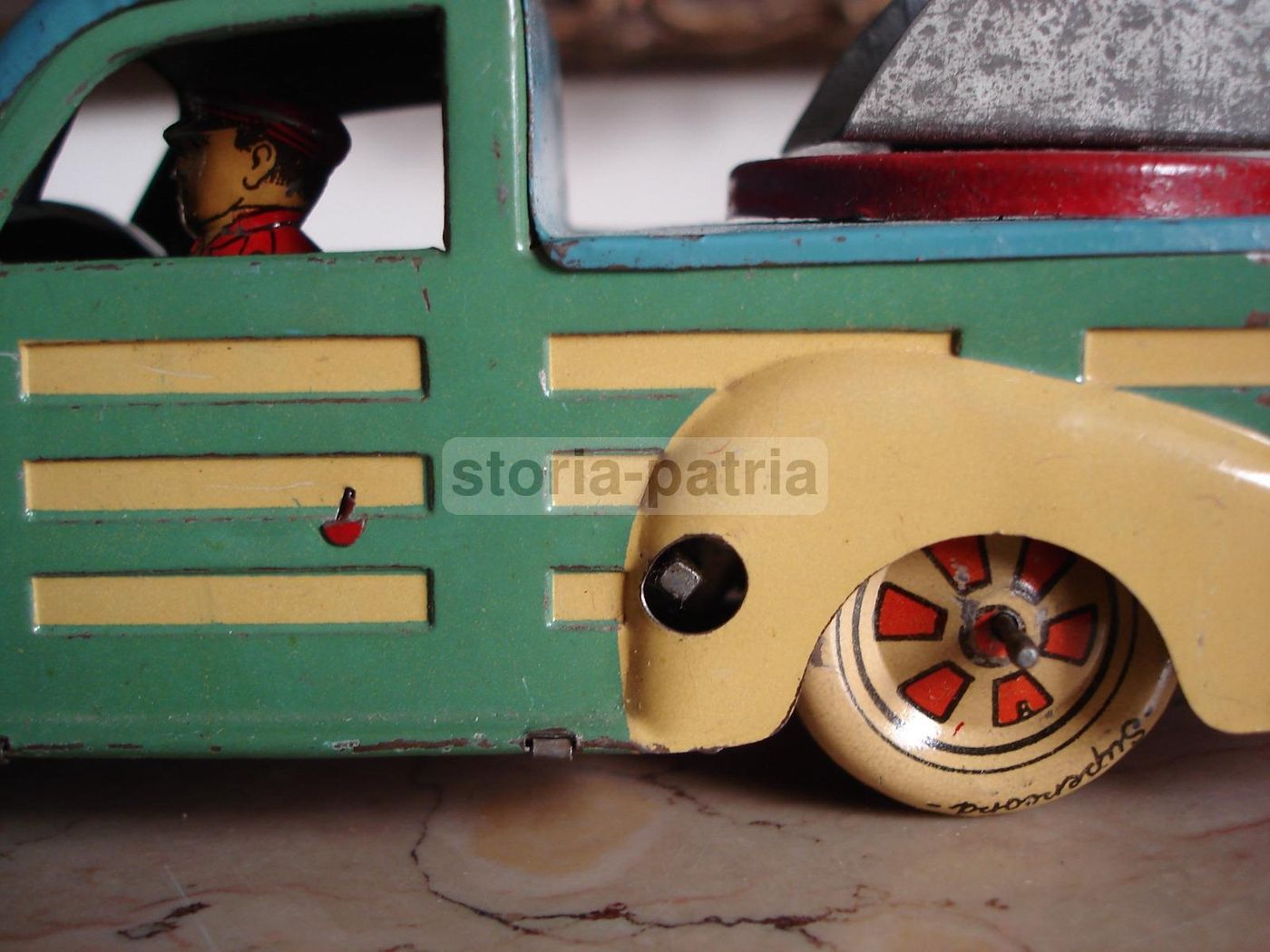 Autoscala Pompieri Lima, Giocattolo d'Epoca In Latta Vintage