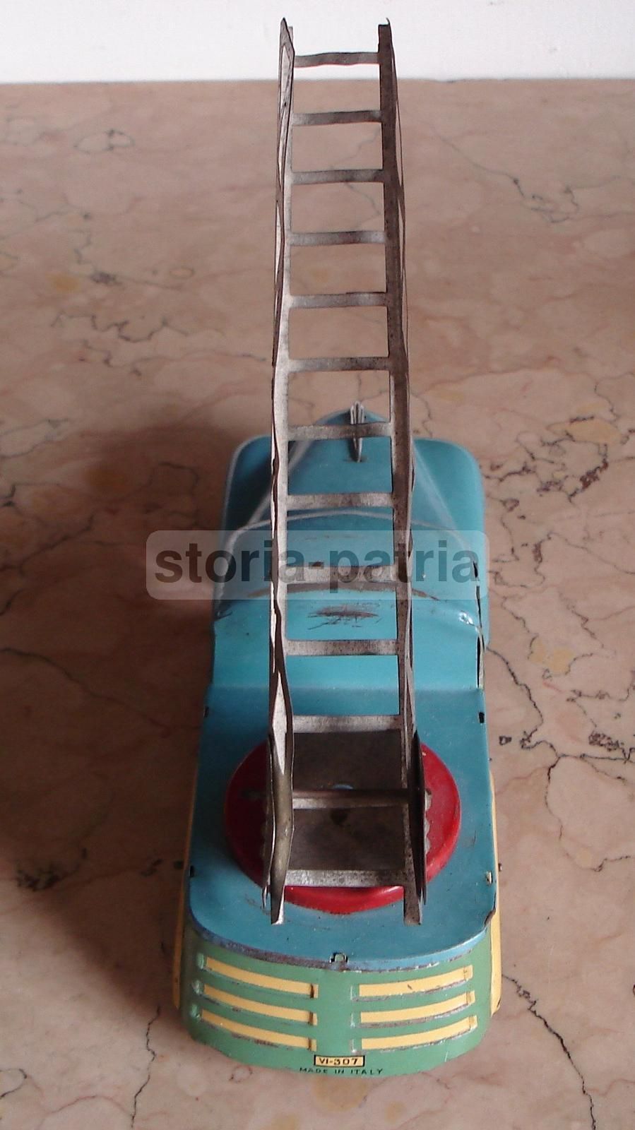Autoscala Pompieri Lima, Giocattolo d'Epoca In Latta Vintage