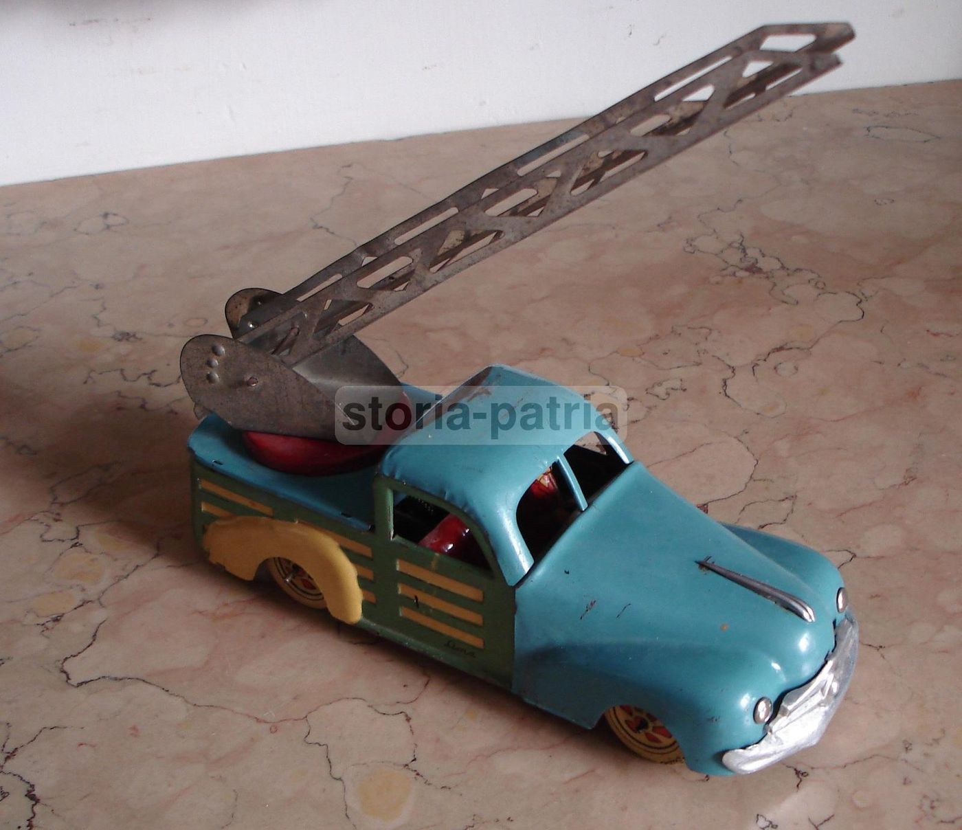 Autoscala Pompieri Lima, Giocattolo d'Epoca In Latta Vintage