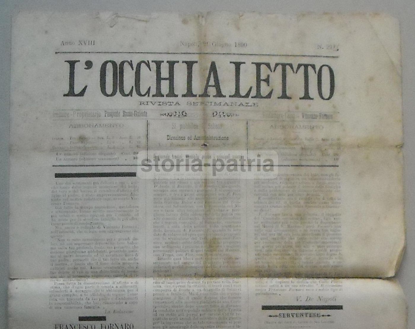 L'Occhialetto: Rivista Settimanale Napoletana (1890)   Teatro, Musica E Nobiltà