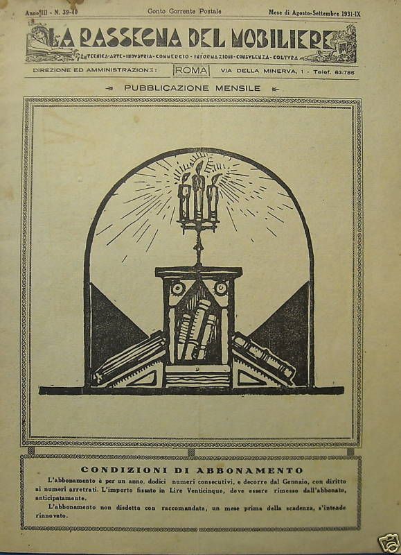 La Rassegna Del Mobiliere 1931: Artigianato E Mobili Di Cascina (Grigò)