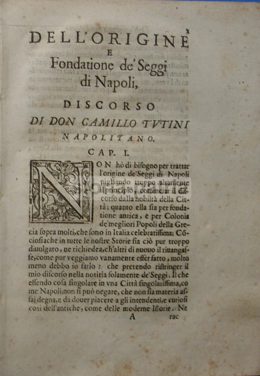 Dell'Origine E Fundation De' Seggi Di Napoli   Camillo Tutini, 1644