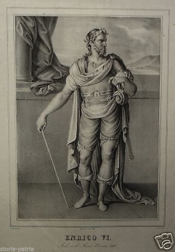Enrico VI, Regno Di Napoli. Litografia Antica, Metà XIX Secolo, De Luise E Zezon