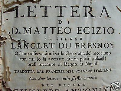 Lettera Di Matteo Egizio A Langlet Du Fresnoy Sul Regno Di Napoli