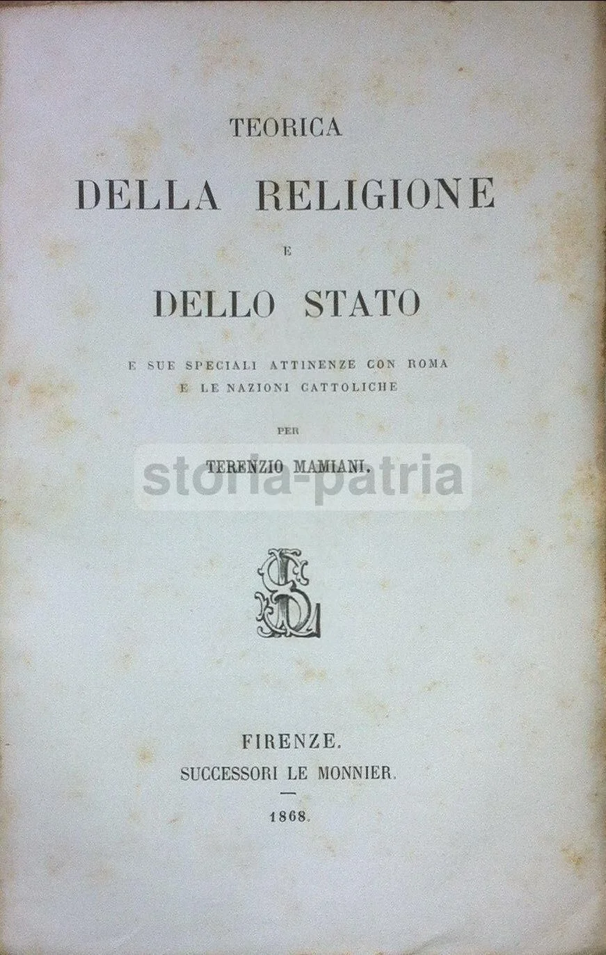 Theory of Religion and the State, Terenzio Mamiani, 1868