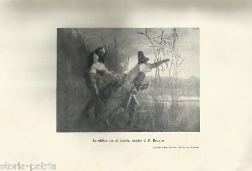 Stampa Antica Anita Garibaldi, Bouvier, Risorgimento 1907