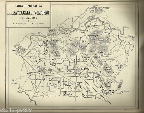 Mappa Della Battaglia Del Volturno, 1 Ottobre 1860, Risorgimento Italiano