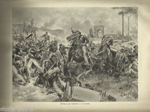 Stampa Antica Battaglia Del Volturno, Garibaldi E Il Risorgimento