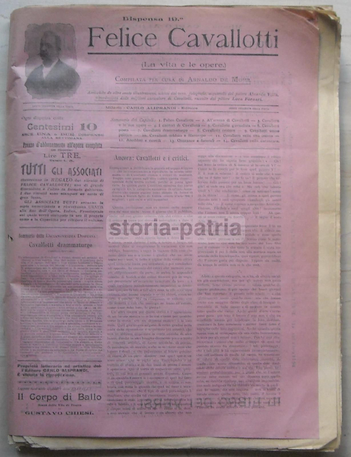 Felice Cavallotti: La Vita E Le Opere (Arnaldo De Mohr), Milano, Fine XIX Secolo