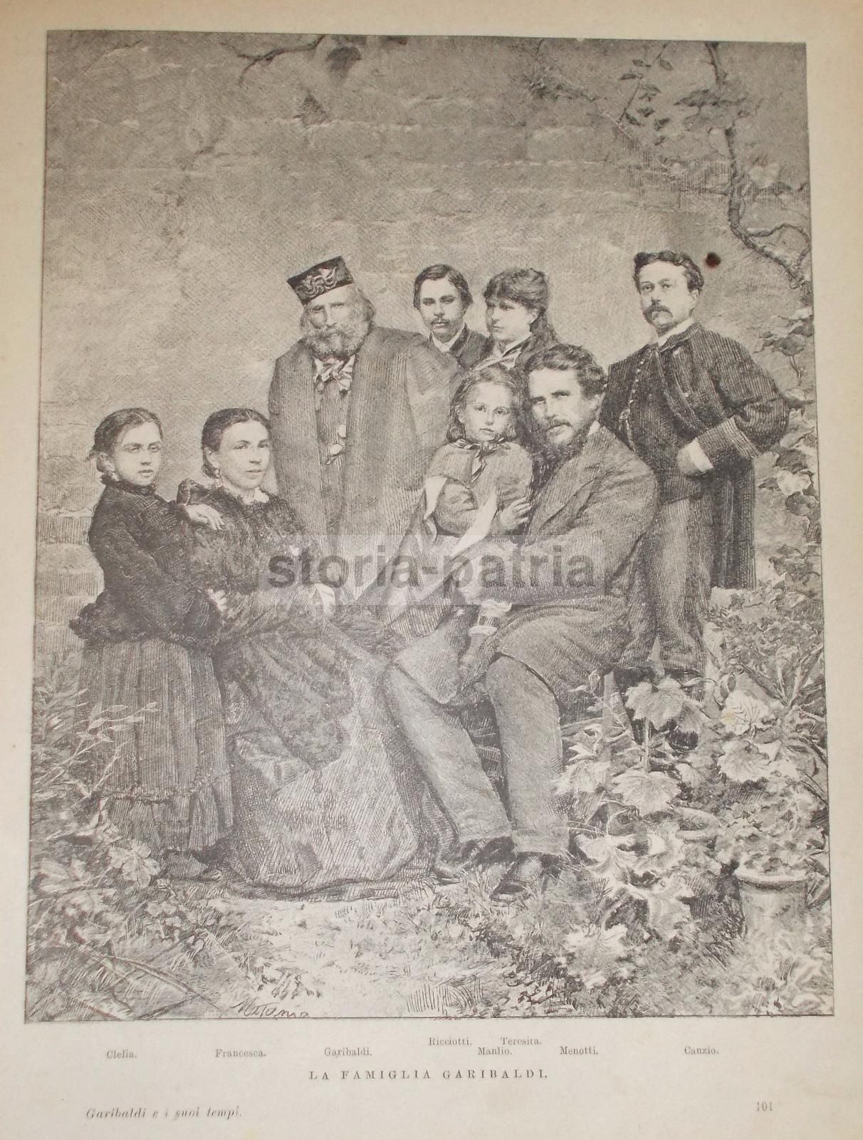 Stampa Della Famiglia Garibaldi (Giuseppe, Ricciotti, Manlio, Teresita, Canzio, Clelia, Francesca)