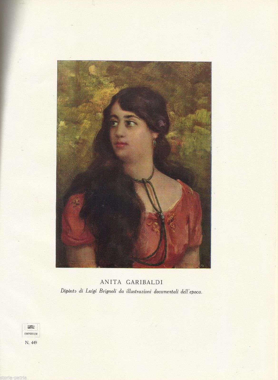 Ritratto Di Anita Garibaldi, Stampa d'Epoca Di Luigi Brignoli