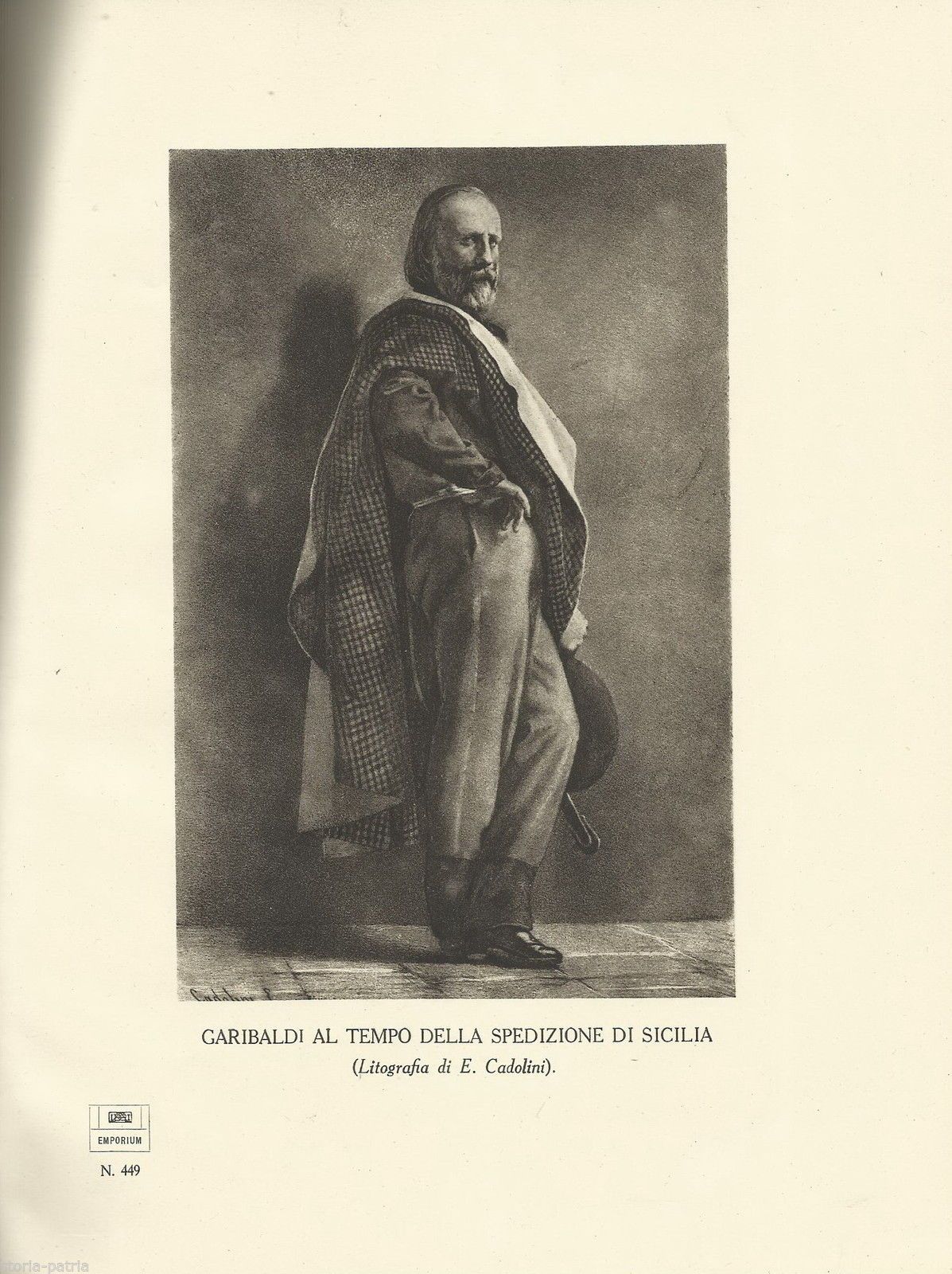 Ritratto Di Giuseppe Garibaldi Durante La Spedizione In Sicilia, Litografia Di E. Cadolini