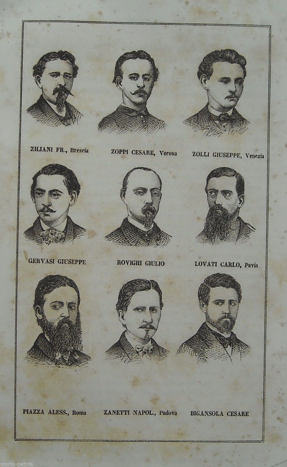 Ritratti Garibaldini Risorgimento Italiano Stampa Antica 1876