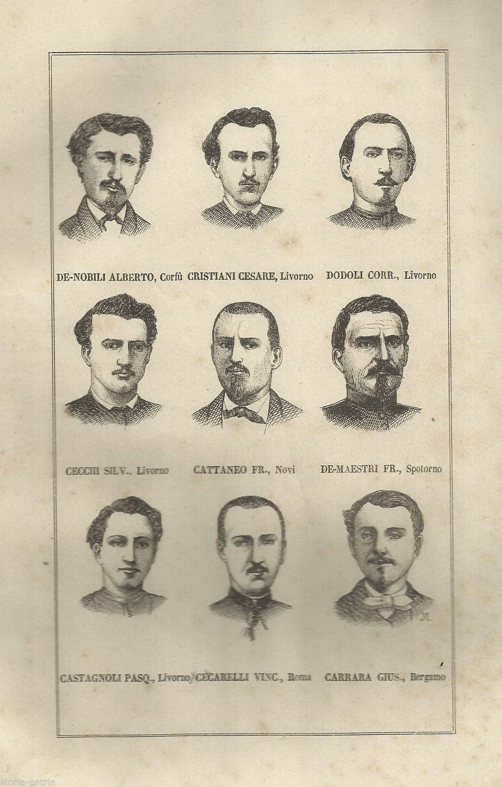 Ritratti Garibaldini Risorgimento Italiano Stampa Antica 1876