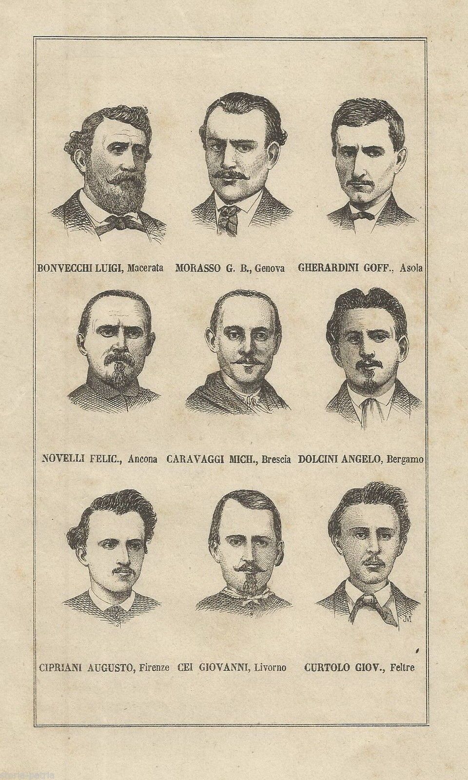 Ritratti Garibaldini Del Risorgimento Italiano: Stampa Antica Del 1876