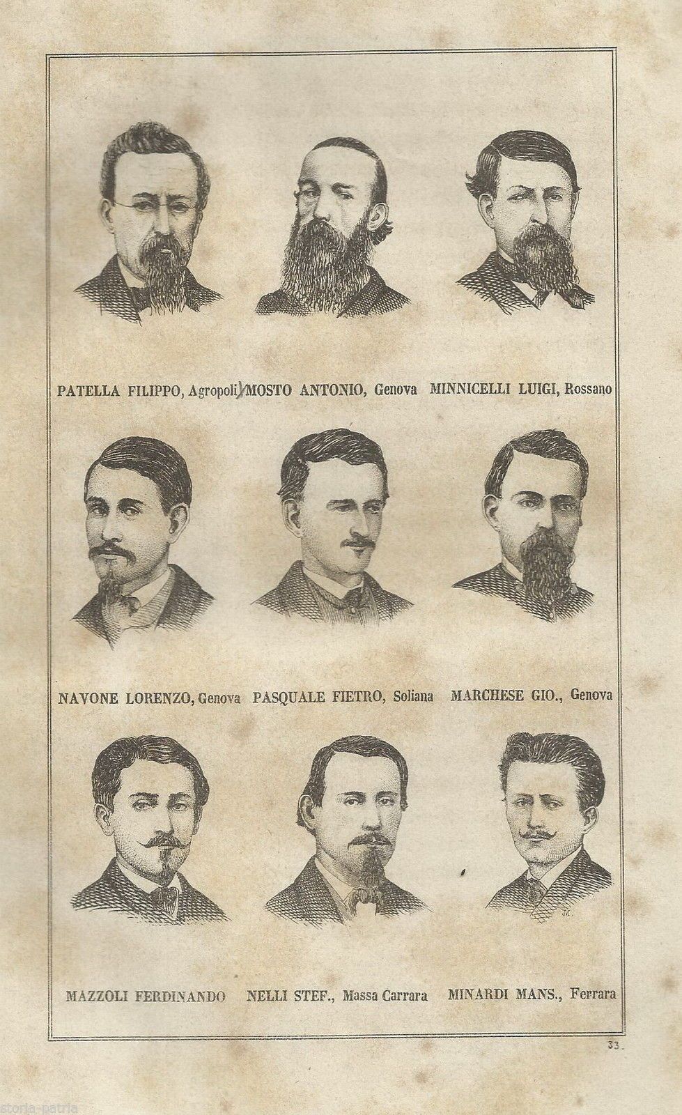 Ritratti Garibaldini Risorgimento Italiano Stampa Antica 1876