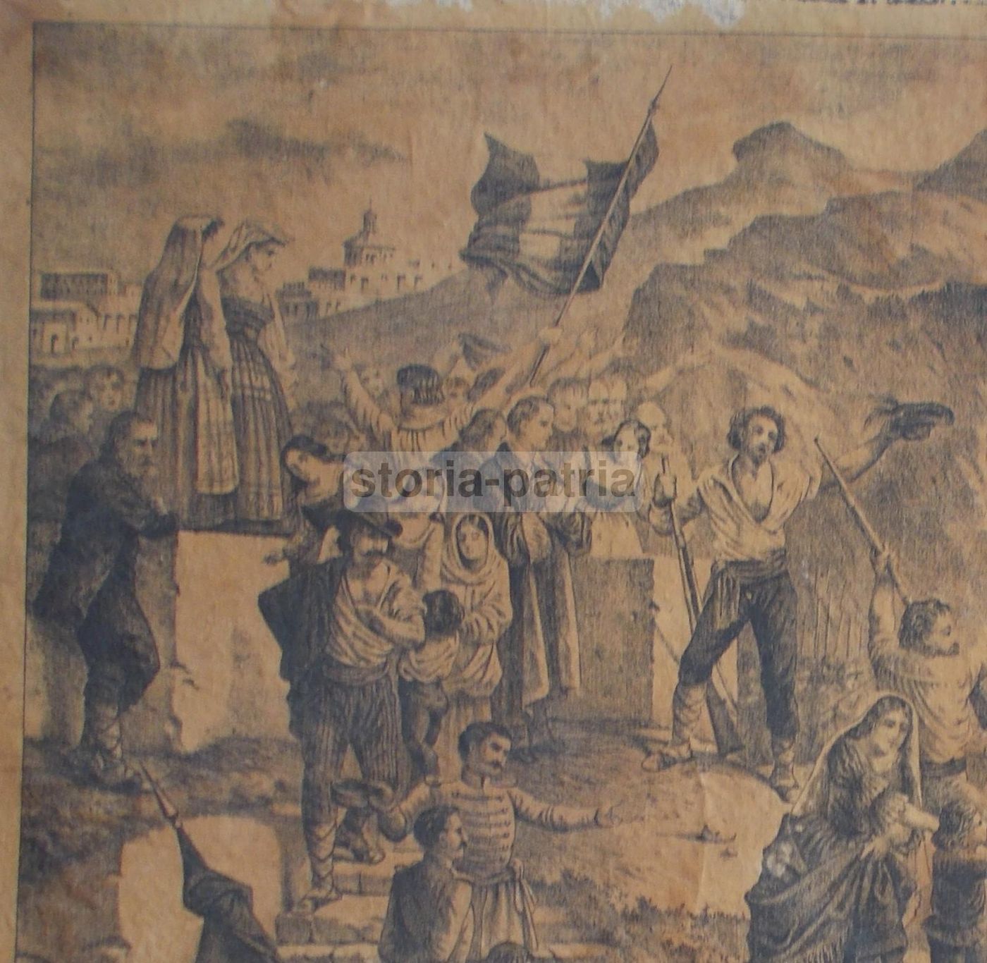 Litografia Antica Sbarco Di Garibaldi A Marsala 1860 Risorgimento