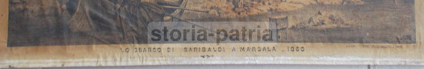 Litografia Antica Sbarco Di Garibaldi A Marsala 1860 Risorgimento