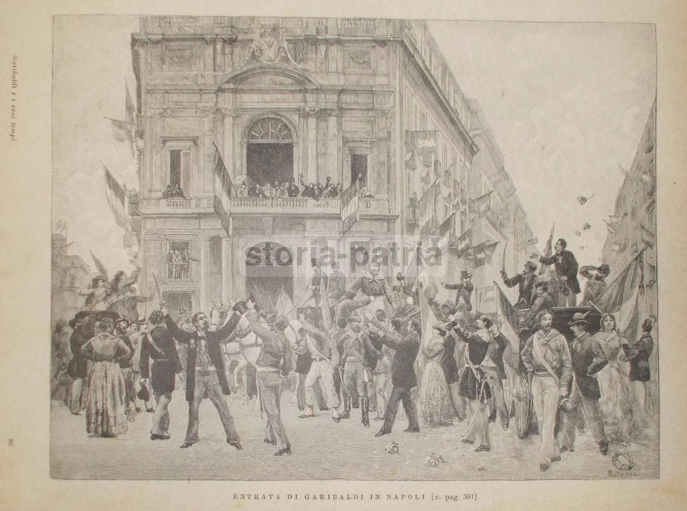 Stampa Entrata Garibaldi A Napoli, Risorgimento, Matania, 1900