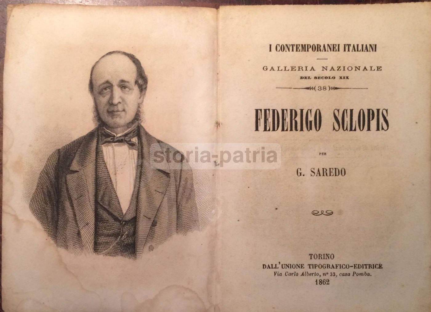 Biografia Di Federico Sclopis Con Ritratto Inciso, 1862, Risorgimento